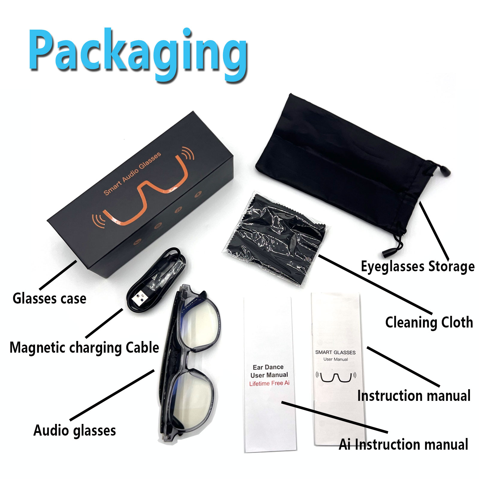 Audio Music Voice - Smart Audio Glasses, Real-Time Translation Via