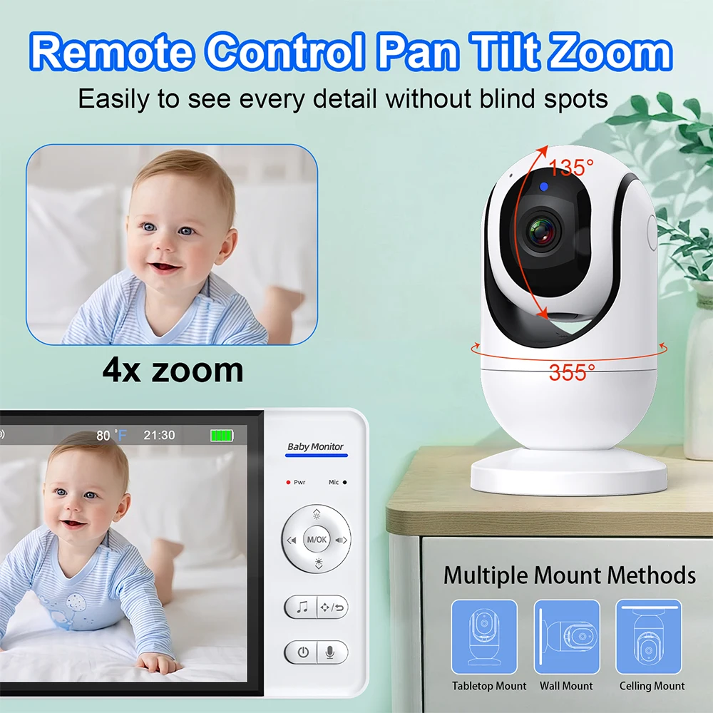 7.0'' Video Baby Monitor 720P  - Zoom Audio Music recension och pris