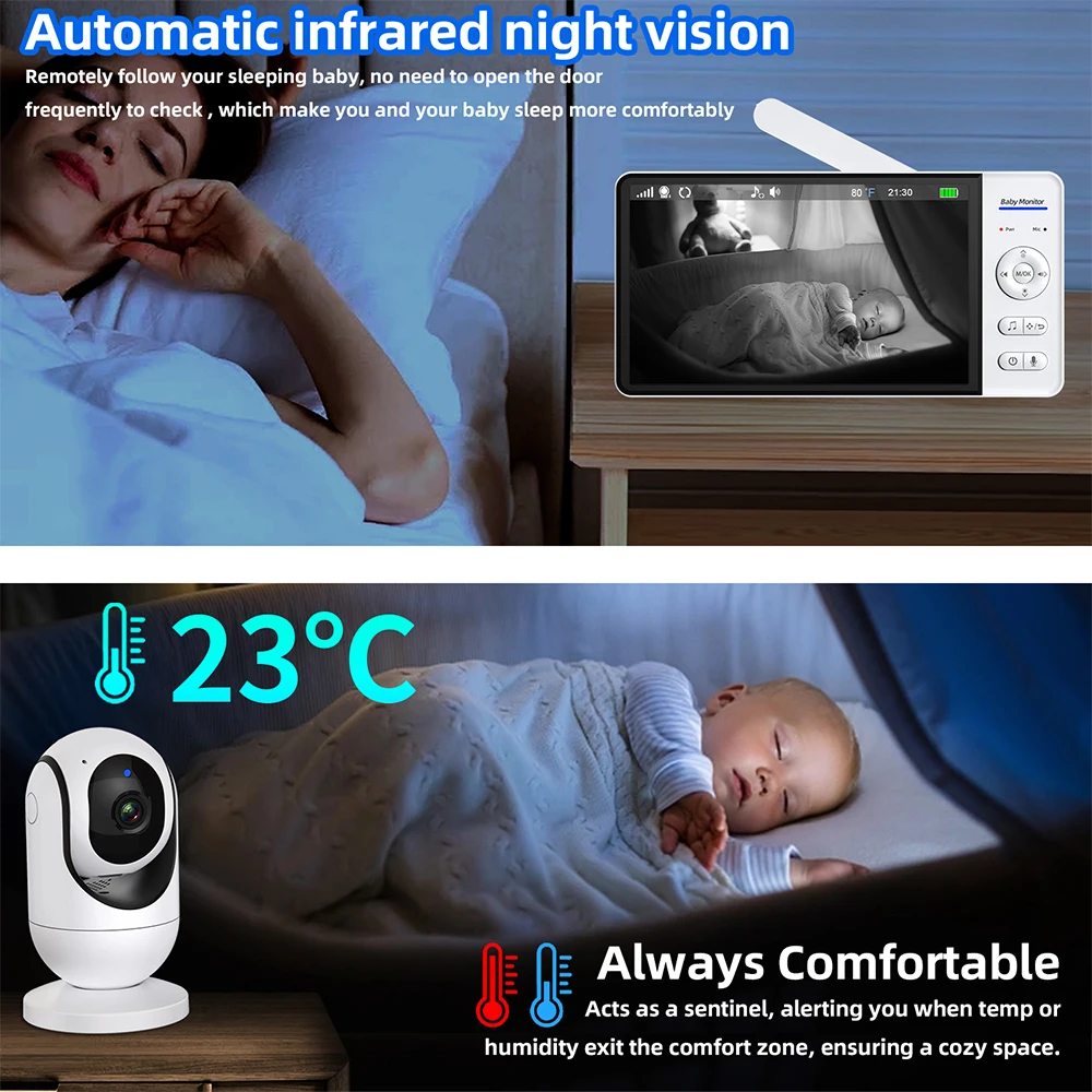 No WiFi 7 Inch Baby Monitor 2- - Zoom Audio Music recension och pris