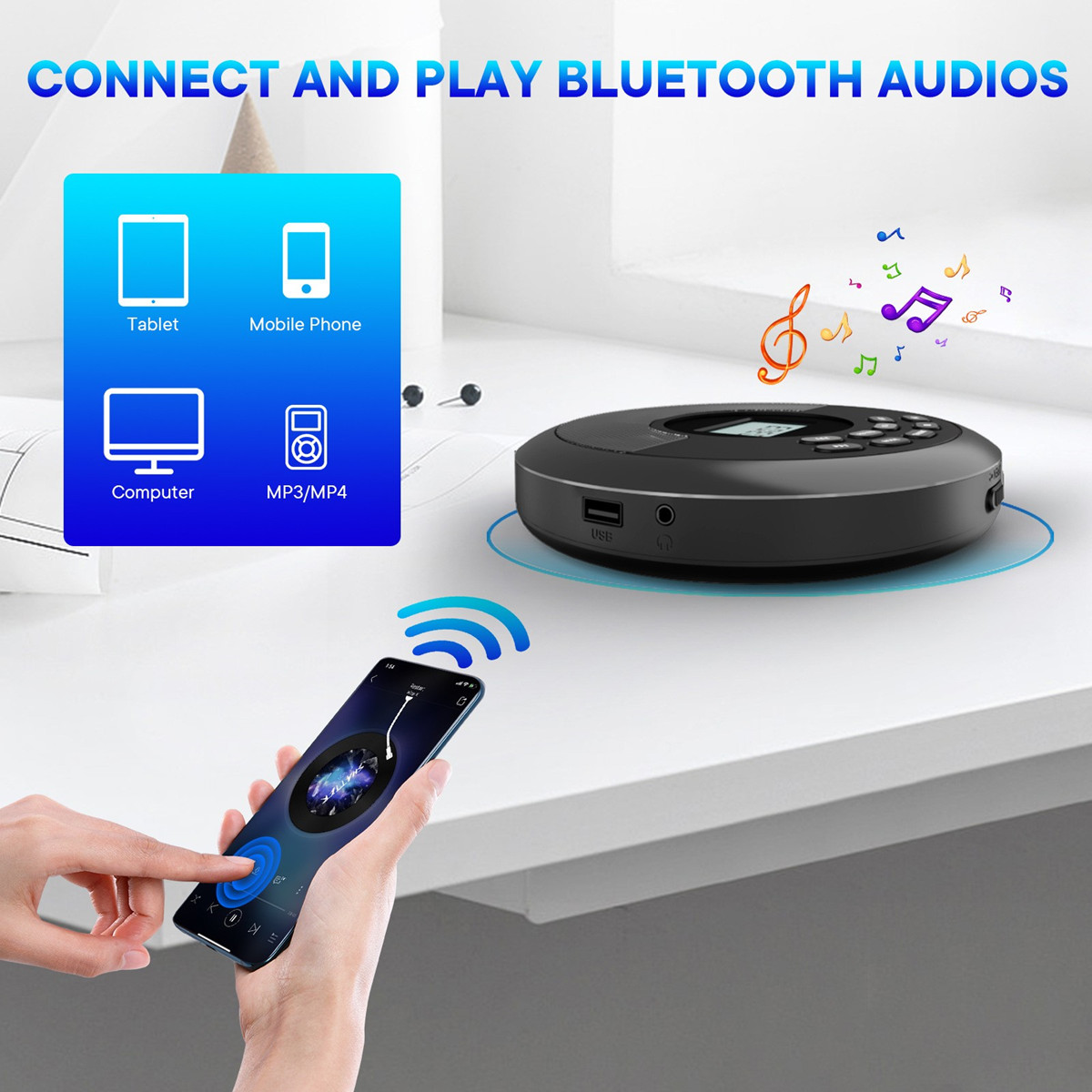 Portable CD Disc Machine MP3 U - Audio Music Mp3 Songs recension och pris