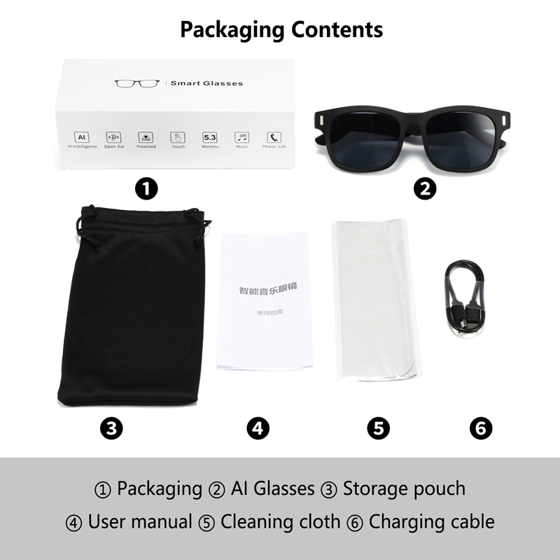 AI Intelligent Sunglasses Blue - Audio Music Voice recension och pris