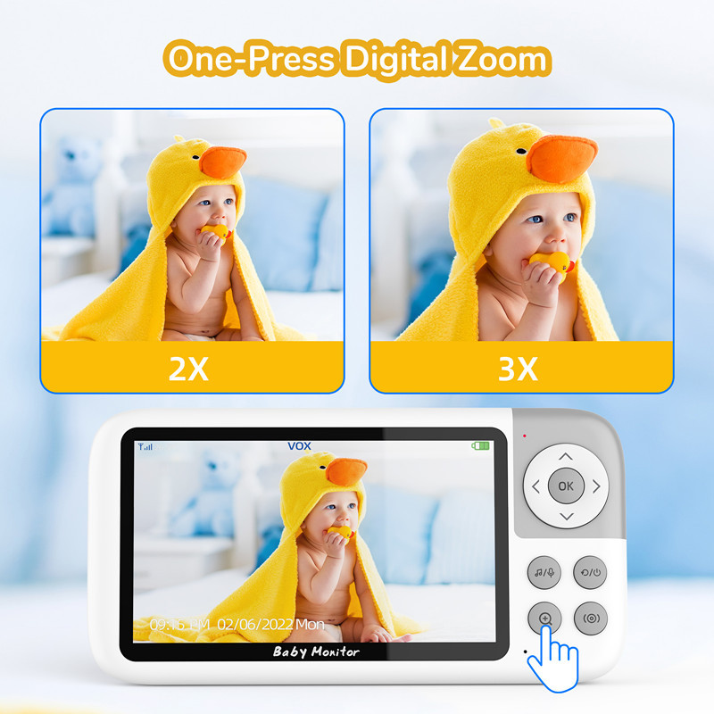 5 Inch 1080P LCD Baby Monitor  - Zoom Audio Music recension och pris